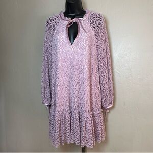 Free People Lavender Chenille & Lace Long Sleeve Dress